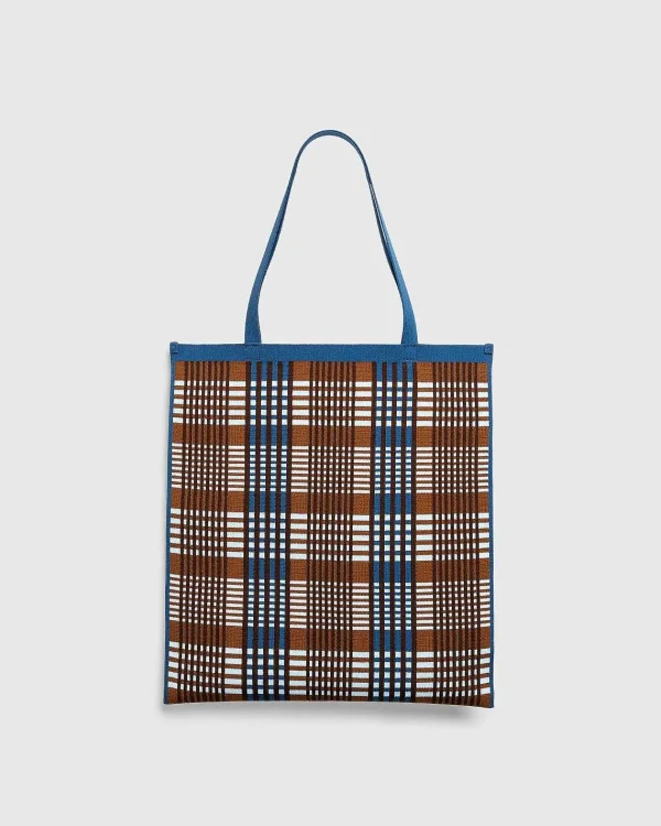 Tasker>Marni Tjek Jacquard Tote Bag Lysebla/Rust