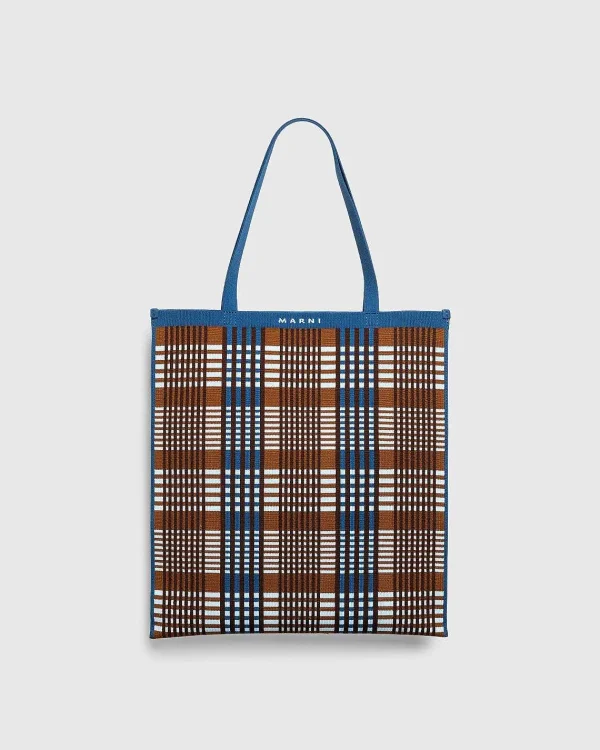 Tasker>Marni Tjek Jacquard Tote Bag Lysebla/Rust