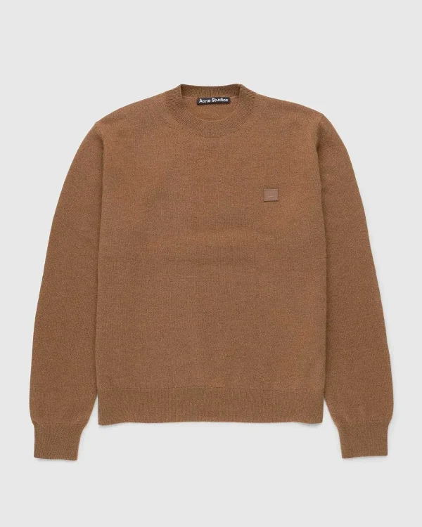 Strik>Acne Studios Uld Crewneck Sweater Toffee Brown