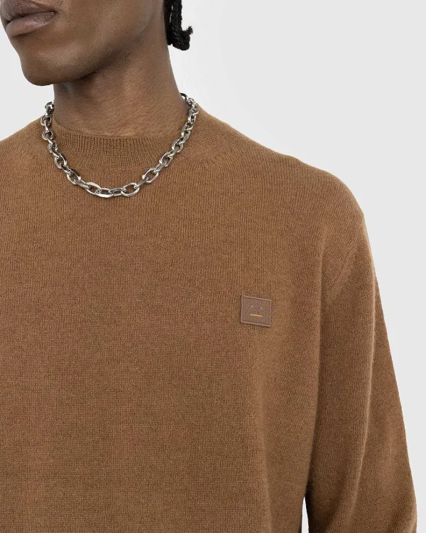 Strik>Acne Studios Uld Crewneck Sweater Toffee Brown