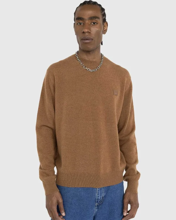 Strik>Acne Studios Uld Crewneck Sweater Toffee Brown