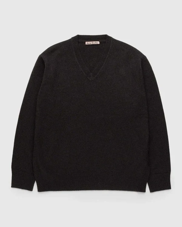 Strik>Acne Studios Uld V-Hals Sweater Brun