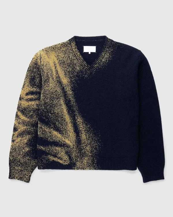 Strik>Maison Margiela Uld V-Hals Sweater Navy