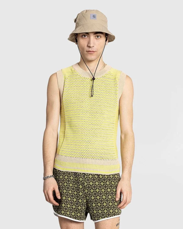 Strik>Wales Bonner Unity Sweater Vest Lime/Beige