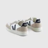 Sneakers>VEJA V-10 Kromfri Laeder Hvid/Sort/Sahara