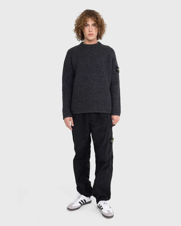 Strik>Stone Island Vaffelstrikket Sweater Melange Charcoal