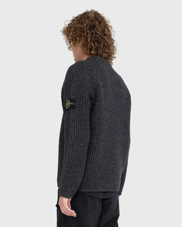 Strik>Stone Island Vaffelstrikket Sweater Melange Charcoal