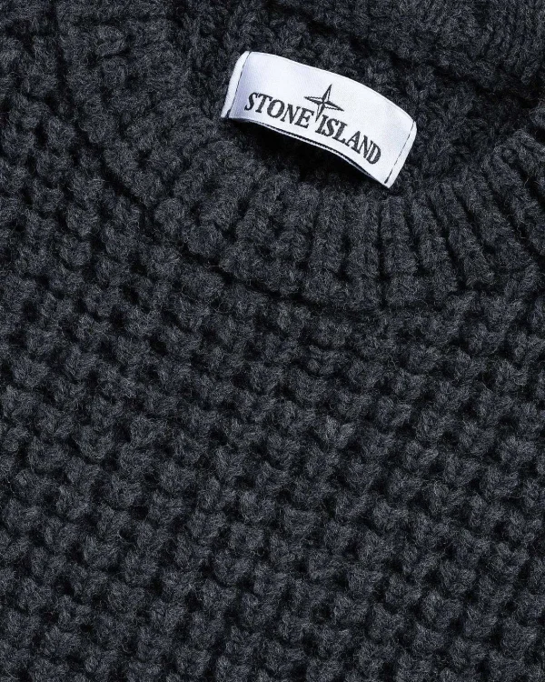 Strik>Stone Island Vaffelstrikket Sweater Melange Charcoal