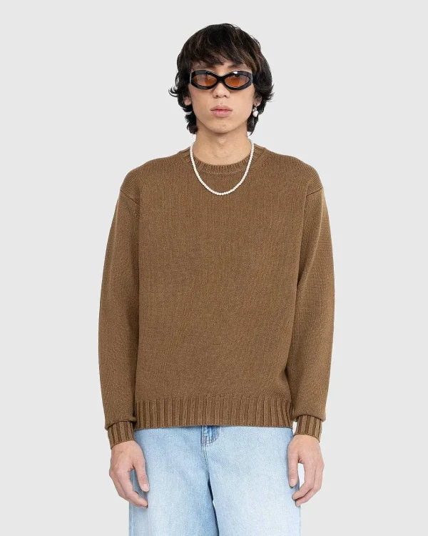 Strik>Auralee Vasket Fransk Merino Strik Crewneck Brun